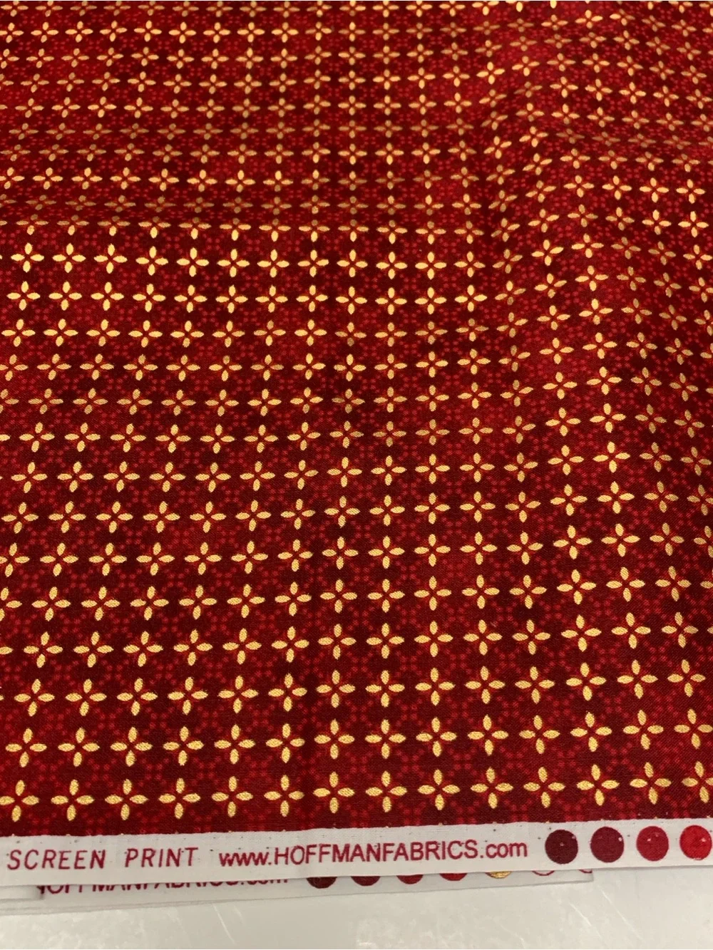 Hoffman California Fabrics Gilded Holiday Red Gold Cotton Fabric H8811 2 Yards
